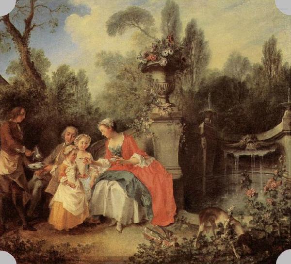 LANCRET, Nicolas Lady and Gentleman with two Girls and a Servant china oil painting image